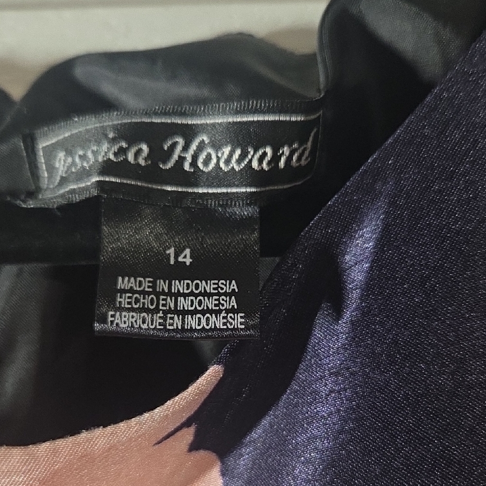 Jessica Howard Navy Midi Dress with Pink Floral Print - Picture 4 of 10